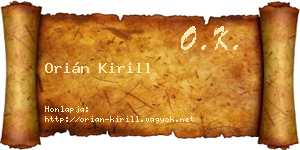 Orián Kirill névjegykártya